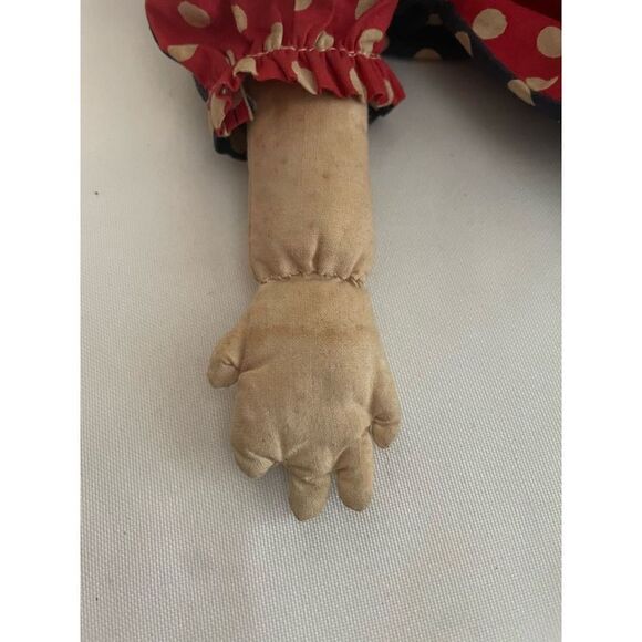 Vintage Stuffed Clown Doll Red Blue White Polka Dot Fabric Handmade 20" - Picture 4 of 8